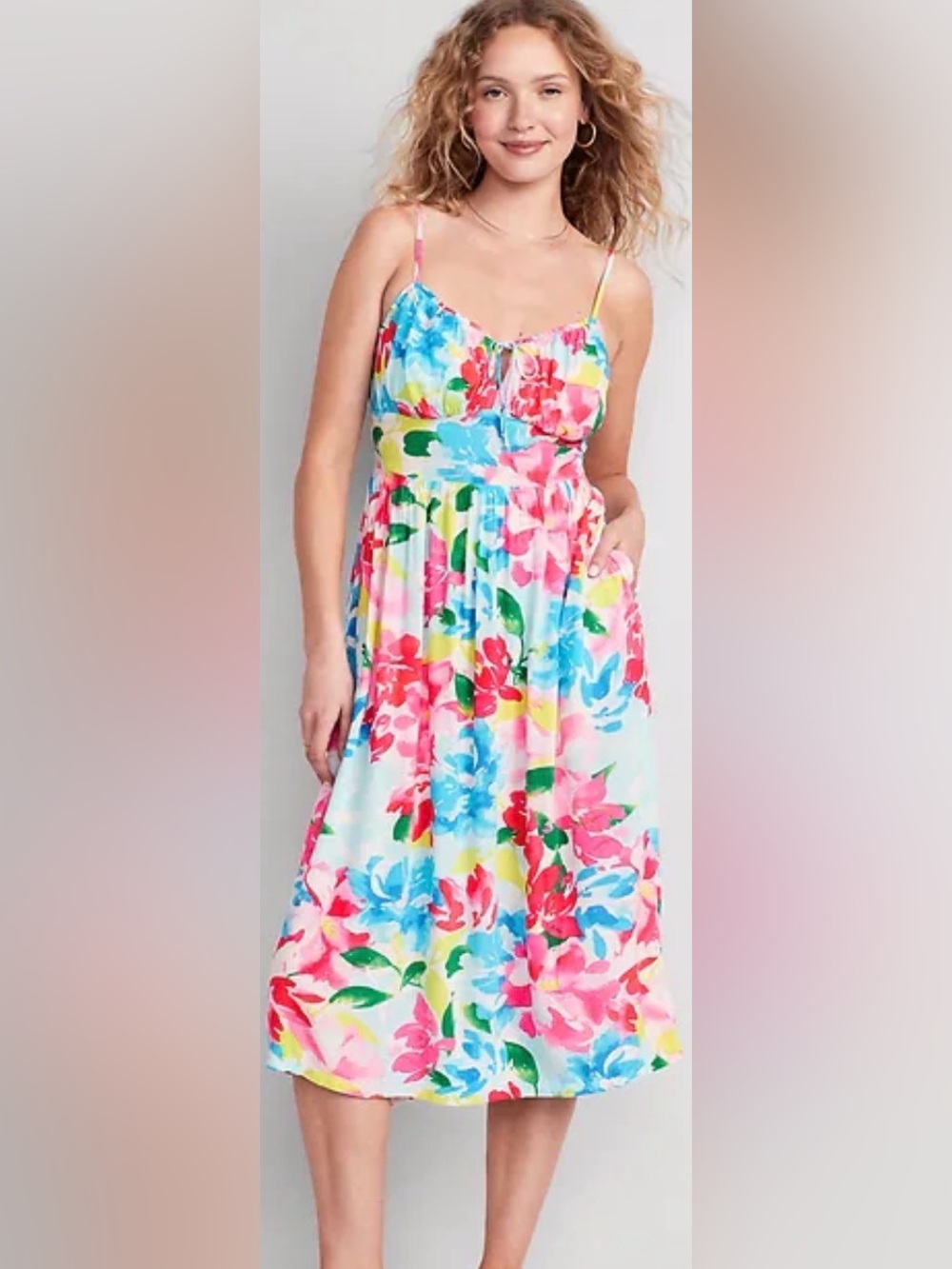 Old Navy Floral Midi Sundress in Pink, Blue & Green